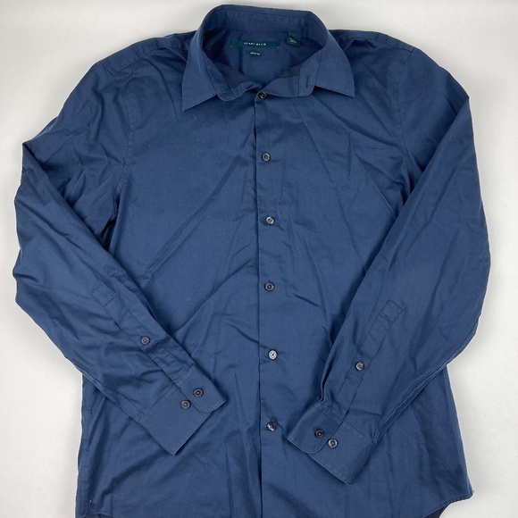 Perry Ellis Button Up Shirt Mens Medium Blue Non Iron - Picture 1 of 7